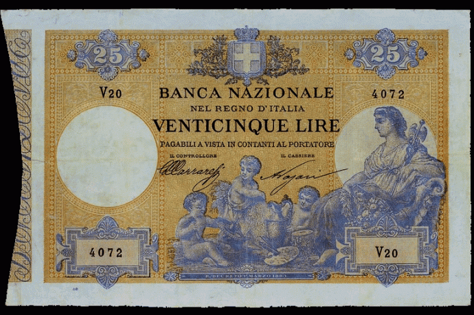 Biglietto da 25 lire II tipo 1883-1892
